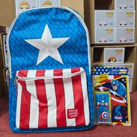 zaino marvel capitan america + spilla + figure