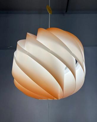 Lampadario moderno Globe D.40 arancione/bianco