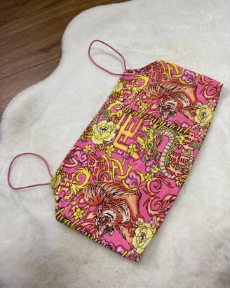 🐯 Exotic Top Crop Rosa con Stampa Tigre e Dragone