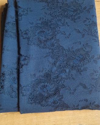 tessuto pizzo in poliestere  blu
