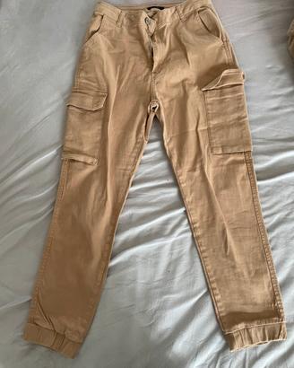 Pantaloni beige cargo donna