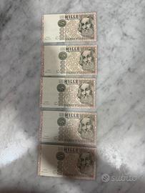 N 5 pezzi Mille lire italiane
