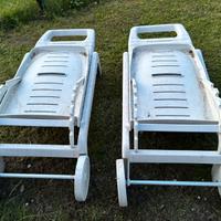 2 lettini prendisole giardino reclinabili e ruote