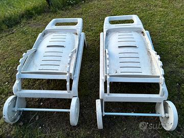 2 lettini prendisole giardino reclinabili e ruote