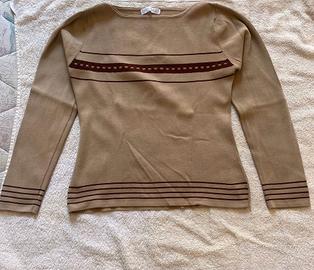 Maglia Intrama beige con righe marroni