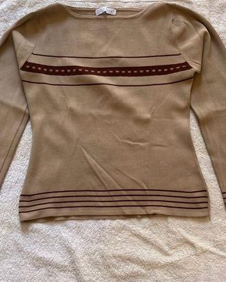 Maglia Intrama beige con righe marroni