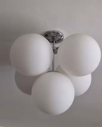 Plafoniera Rossini, vetro bianco, made in Italy