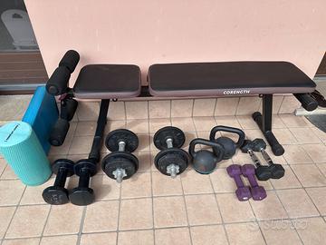 Set fitness Panca pesi, Manubri, Kettlebell