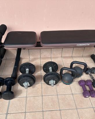 Set fitness Panca pesi, Manubri, Kettlebell