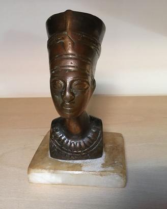 Regina Nefertiti busto in bronzo con base di marmo