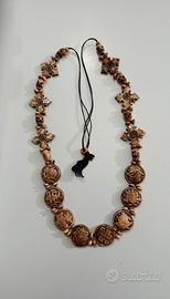 Collana tibetana in vero osso intagliato simboli b