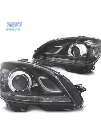FARI MERCEDES CLASSE C W204 07-11 FONDO NERO LUCE 