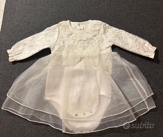 Vestito battesimo bambina pizzo e tulle