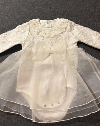 Vestito battesimo bambina pizzo e tulle