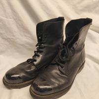 Stivaletti Anfibi Cult Pelle Nera Puntale Metallo