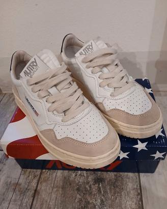 AUTRY MEDALIST LOW LEATHER/SUEDE WHT/BLUE 38