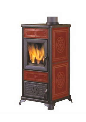 Italiana Camini Stufa a legna DAFNE bordeaux 7,2kW