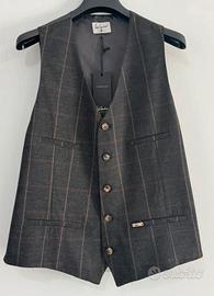 Gilet panciotto grigio a quadri ,Luis Trenker