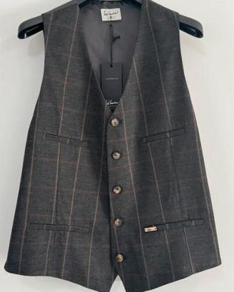 Gilet panciotto grigio a quadri ,Luis Trenker