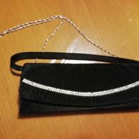 Pochette nera velluto raso e strass