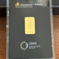 LINGOTTO ORO PURO 5g HEIMERLE + MEULE NUOVO