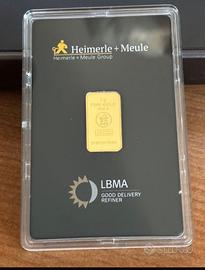 LINGOTTO ORO PURO 5g HEIMERLE + MEULE NUOVO