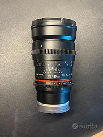 Samyang 35mm T1.5 VDSLR Cine attacco Sony E