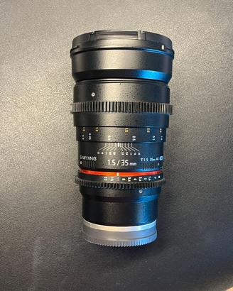 Samyang 35mm T1.5 VDSLR Cine attacco Sony E