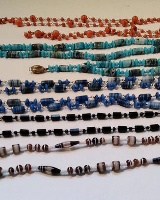5 collane vintage cristalli e pasta vetro murrine