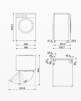 SMEG LBW60IT LAVATRICE SLIM, Caricamento frontale