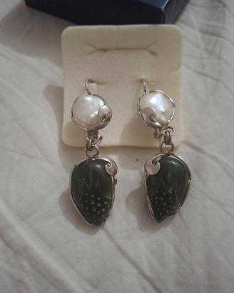 orecchini argento e perle