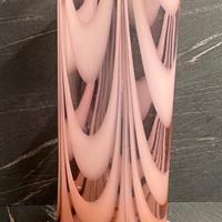 Vaso vintage Murano vetro artistico rosa e bianco