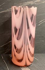Vaso vintage Murano vetro artistico rosa e bianco