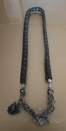 collana pelle e acciaio Harley Davidson