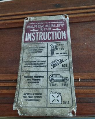 Pannello istruzioni panda sisley ORIGINALE 