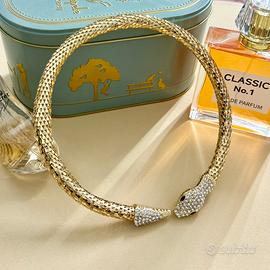 Choker semirigido flessibile serpente con strass
