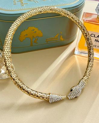 Choker semirigido flessibile serpente con strass