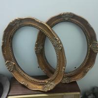 2 Cornici Ovali di legno dorate primi 900'