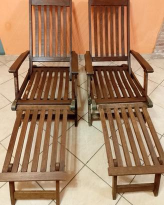 2 sedie a sdraio in legno 