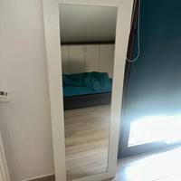 Specchio Verticale Con bordo in legno bianco