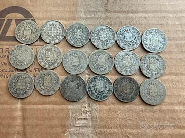 18 MONETE 1 LIRA ARGENTO 1863 1867 1887