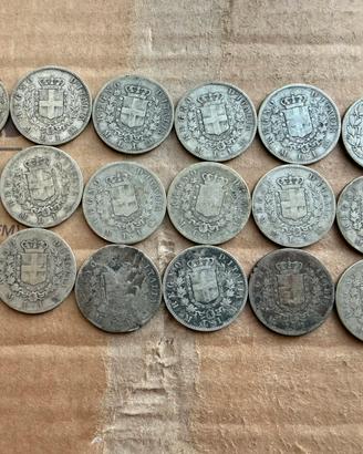 18 MONETE 1 LIRA ARGENTO 1863 1867 1887