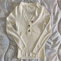 Maglia a coste bianca donna H&M slim