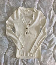 Maglia a coste bianca donna H&M slim