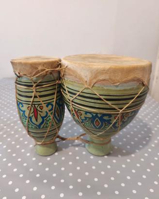 Bongos in ceramica e pelle - decorati a mano