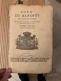 Libro antico : note de banditi 1700