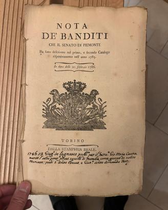 Libro antico : note de banditi 1700