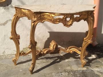 Antica consolle in legno a foglia oro