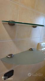 Coppia di Mensole mezzaluna vetro con supporti