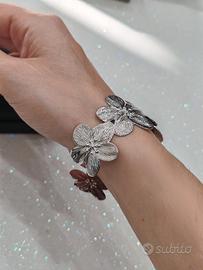 Bracciale Acciaio Rigido Regolabile Argento 
